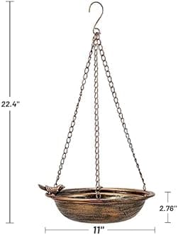Metal Hanging Bird Baths for Outdoors,Outdoor Bird Feeder,Backyard, Patio Garden Yard Decoration (Gold)