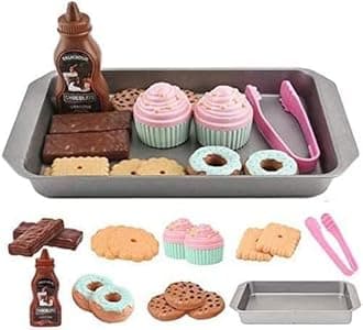 Cookie Play Food Set, Play Food for Kids Kitchen - Play Kitchen Accessories - Play Baking Cookies and Cupcakes Plastic Toy Food for Pretend Play, Kids Toddler Childrens Birthday Gifts