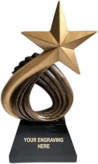 Gold Star Resin Awards on Black Base 25 cm (10'')-Free Engraving