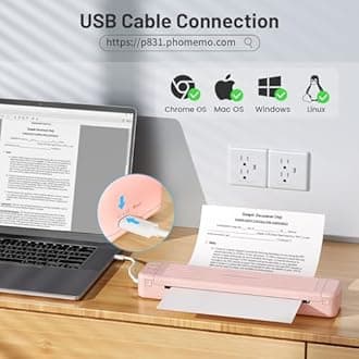 Phomemo P831 Portable Printers Wireless for Travel - 300 DPI Bluetooth Thermal Printer Support 8.5x11 US Letter & A4 Regular Copy Paper, Inkless Printer Compatible with Mobile & Laptop for Home Office