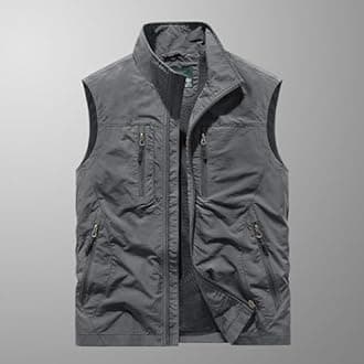 Men's Full Zip Sleeveless Quick Dry Jacket Casual Outdoor Vest Outerwear Multi Pockets Fishing Vests for Sport Golf