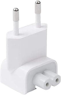 Two Pin EU Style Plug Adapter Duck Head for 45w, 60w, 85w Mags-afe 1 & 2 AC Power Adapter White