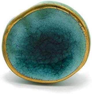 Pushka Home Ceramic Crackled Concave Gold Crater Knob (Turquoise)