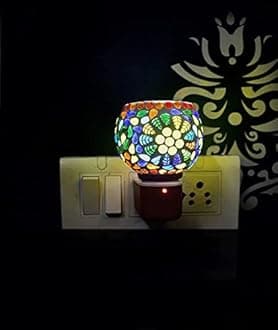 Kapur Dani Electrical Camphor Diffuser. Glass Kapoor Dhani & Essential Oil Diffuser with On Off Switch to Toggle Between Burner & Lamp (Fulpatti & Goti)