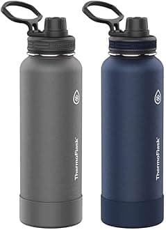 Stainless Steel Water Bottle, 40 oz, Double-Wall Insulated (Midnight/Stone)