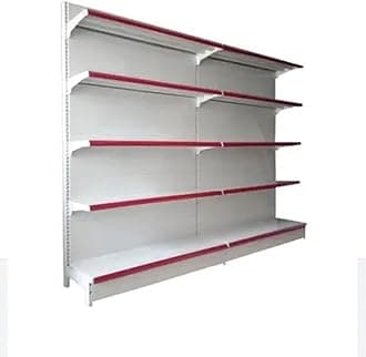 Lukia Slotted Channel Rack Adjustable Iron Rack for Kitchen, Supermarket, Shops and Book Shelf (Wall Rack 6 FEET X 3 FEET) 5 Shelves (Set of 2)