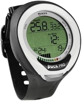 Mares Puck Pro+ Wrist Dive Computer | Ultra Flat Design Watch-Style One Button Control Underwater Scuba Diving Computer, Black/White