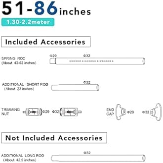 Umimile Tension Shower Curtain, Spring Shower Tension Curtain Rod, Closet Rod, for Windows or Shower, Rust Resistant Easy to Install