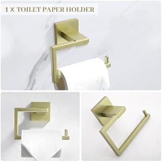 YACVCL 5 Piece Brushed Light Gold Towel Bar Set Bathroom Hardware Set, Square Towel Holder Set SUS304 Stainless Steel Towel Rack Set,Wall-Mounted 23.6 in