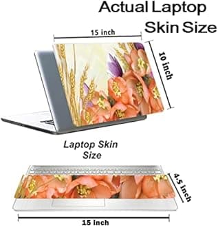 Floral D30 Top+Wrist Pad Vinyl Laptop Skin/Sticker/Cover for 15 to 15.6 Inches Laptops Laminated-Removable-HD Quality Compatible for Hp-Dell-Sony-Lenovo-Asus etc.(15x10 Inches)