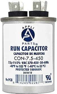 Appli Parts Run Capacitor 7.5 Mfd uF (microfarads) 370 VAC or 450 VAC Round 2-5/8in Height 1-5/8in Wide CON-7.5-450 Replaces CAP-7.5-450
