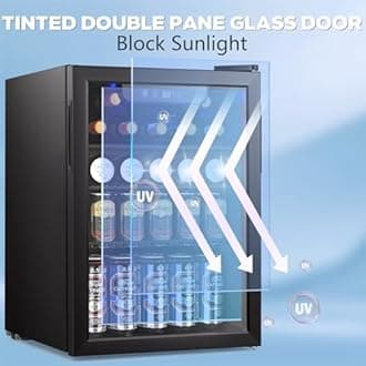 - 26 Bottle Wine Cooler, 95 Cans Beverage Refrigerator, 2.6 cu.ft Drink Fridge Digital Temperature Control for Beer, Soda,Water, Drink Cooler for Home Office Bar