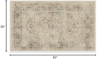 RUGGABLE Washable Vintage Area Rug – Sarrah Hazel 3x5, Stain-Resistant, Non-Slip – Small Machine Washable Rugs for Living Room, Bedroom, Hallway, Entryway & Office–with Cushioned Pad