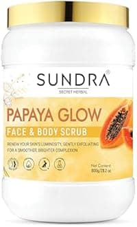 Sundra Secret Herbal Papaya Glow Face & Body Scrub (800gm) | Exfoliating & Brightening Scrub | Pigmentation Removal | Blackhead & Whitehead Remover | Suitable for All Skin Types & Genders