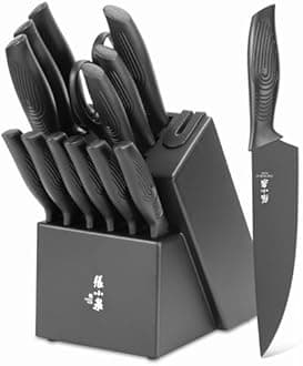 ZHANG XIAO QUAN SINCE 1628 15 Pcs Knife Set with Block（Black）