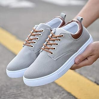 tazimall New Casual Sneakers for Men Lace-Up Canvas Shoes Low Top Walking Shoes