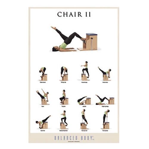 Chair II Poster, Educational Guide Pictures for Pilates Equipment, Exercise Wall Decor for Pilates Studio, 24 x 36 Inches