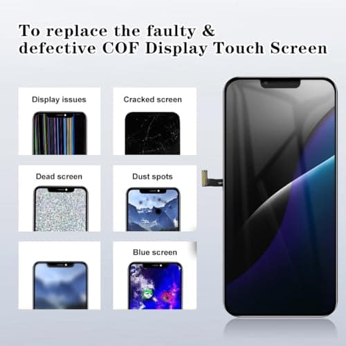 for iPhone 13 Pro Screen Replacement Kit 6.1 inch, COF Full HD LCD Display 3D Touch Screen Digitizer Full Assembly + Repair Tools + Screen Protector, Compatibility A2638 A2483 A2636 A2639 A2640