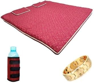 Bio Magnetic Mattress Topper 5 x 6 ft with 2 Pillow Pad | Water Bottle Cover/Bio Magnetic Water Energy Pad | Bio Magnettic Hand Bracelet Combo for Deep Sleep and Pain Relief
