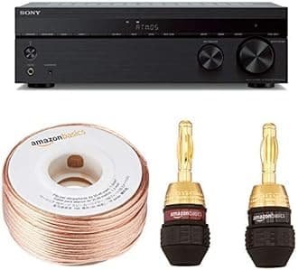 Sony STR-DH790 7.2-ch AV Receiver, 4K HDR, Dolby Vision, Dolby Atmos, dts:X, with Bluetooth with 16-Gauge Speaker Wire - 100 Feet and Banana Plugs - 6 pairs