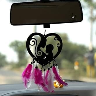 Car Hanging Accessories Interior - Elegant Dream Catcher for Car - Charm for Auto Decor - Stylish Handmade Ornament for Rear View Mirror Decoration - Maa Pink White