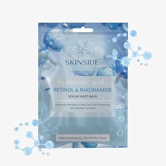 SkinSide Serum Sheet Mask for Glowing Skin with Hyaluronic Acid | Face Mask Sheets Combo for | Hydrating | Tan & Blackheads Removal | Instant Brightening | Pore Reduction | Fairness | Skin Tightening (2, Avocado & Sea Weed | Retinol & Niacinamide)