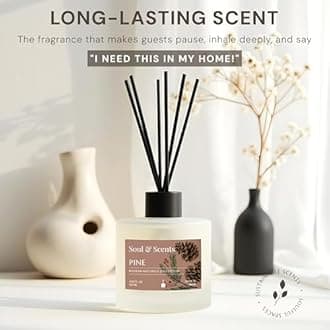 Soul & Scents 120 ml Pine Reed Diffuser Set | Free 6 Fiber Reed Sticks |Toxin Free & Stress Relief | Long Lasting | Smoke Less Room Freshener for Home, Bedroom, Living Room & Office