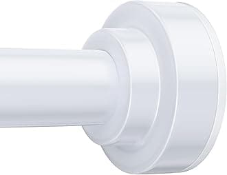 TEECK Shower Curtain Rod, 32-80 inch Adjustable Spring Tension Curtain Rod, Never Rust Anti-Slip Shower Curtain Rod for Bathroom, No Drilling, Never Collapse, Easy to Use, White