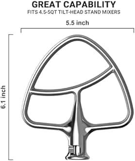 Innomoon Stainless Steel Paddle Attachment for Kitchenaid Mixer, Replacement Kitchenaid Paddle Attachment, Fit 4.5-5Qt Tilt-Head Stand Mixers, For Kitchen Aid Paddle by