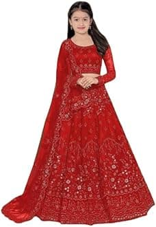 PREHANA FASHION Girls Ethnic Wear Embroidery Work Readymade Traditional Lehenga Choli With Dupatta Set