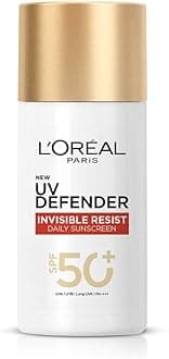 L'Oreal Paris Uv Defender Invisible Resist Daily Sunscreen Spf50+ Pa++++ 50Ml |All Skin Lightweight, Waterproof, Sweatproof & Protects From Pollution & Dust