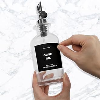 Spaceneat Olive Oil Dispenser Bottle for Kitchen, Coffee Syrup Dispenser - Elegant Olive Oil Bottles for Kitchen - Glass Cooking Oil Dispenser, Container, Cruet with Pourer Spout - Set of 2pcs, Black