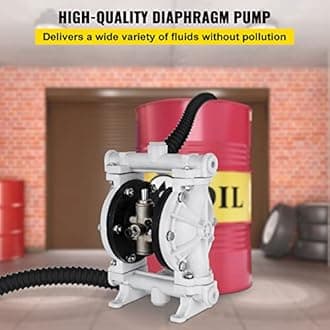 Happybuy Air-Operated Double Diaphragm Pump 1/2 inch Inlet & Outlet Polypropylene 13 GPM Max 100PSI for Chemical Industrial Use, QBY-15PP