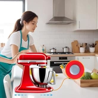 Mixer Slider Compatible with Kitchen aid Bowl Lift 4 .5-5 Qt Stand Mixer Pine Wood - Kitchen Countertop Storage Mover Sliding Caddy for Kitchen Aid 4 .5-5 Qt Mixer (4 .5-5 Qt -Red)