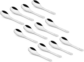 12 Pieces Stainless Steel Small Spoons for Container/Spice Jars | Masala Spoons | Length 9 cm | Silver