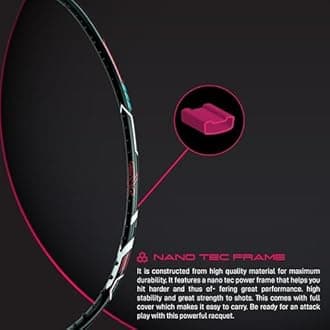 Apacs Graphite 1001 Xtra Power (36LBS, Power Frame with 100% Japanese Graphite) Badminton Racket with Full Cover (Black Blue)