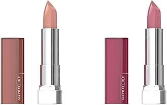 MAYBELLINE Color Sensational Lipstick Cream Hydrating Nude Lust Nude and Romantic Rose Pink, 1 Count Each