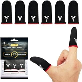 6 PCS Mobile Phone Gaming Finger Sleeves, Finger Sleeves Compatible with All Touchscreen Devices, 0.15mm Superconducting Nanofibers, Smooth Feel, Anti-Sweat, Extremely Thin, Red Edge
