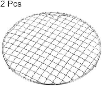 HARFINGTON 2pcs Round Cooking Rack 7.9-inch 201 Stainless Steel Cross Wire Barbecue Grill Net with 20mm Legs for Cooking Baking Steaming BBQ