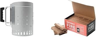 Charcoal Grill Chimney Starter with Quick Release Trigger for Quickly Lighting BBQ Coals, Compatible with Any BBQ Charcoal Grill, 12-Inch & Masterbuilt Fire starters, 48 count