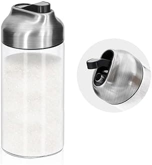 12 OZ Glass Sugar Dispenser with Pour Spout, Weighted Pourer, for Coffee, Tea & Baking
