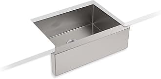 K-5417-NA Strive Self-T Farmhouse Undermount Medium Single-Bowl Kitchen Sink with Tall Apron, 29 1/2 x 21 1/4", Stainless Steel