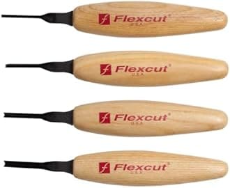 FLEXCUT Carving Tools, 45 Degree Parting Micro Tool Set, Razor Sharp High Carbon Steel Blades, Set of 4 (MT600)