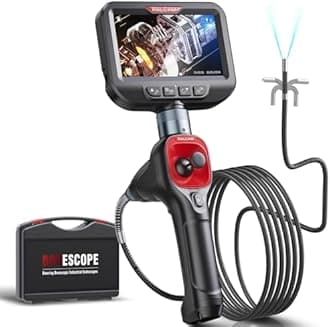 Articulating Borescope 360° Joystick, Ralcam 6.2mm 4 Ways Automotive Endoscope Inspection Camera with 6 LED Lights with 6.6FT Cable