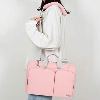 Lacdo 360° Protective Laptop Shoulder Bag for 13 inch New MacBook Air M3 A3113 M2 A2681 M1 A2337 2024-2018 | 13 inch MacBook Pro M2 M1 A2338 A2251 | 13 inch iPad Pro M4/iPad Air M2 Computer Bag, Pink