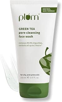Plum Green Tea Pore Cleansing Face Wash for Oily, Acne Prone, Dry & Combination Skin | with Glycolic Acid | Fight Pimples & Control Excess Oil | Gentle Exfoliating & Non-Drying | 150ml