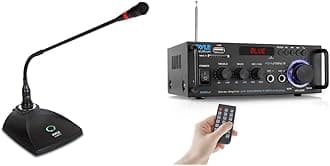 Pyle Home Desktop Microphone System with Bluetooth Stereo Amplifier Bundle