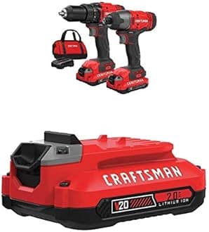 V20 Cordless Drill Combo Kit, 2 Tool with EXTRA Lithium Ion Battery, 2.0-Amp Hour (CMCK200C2 & CMCB202)