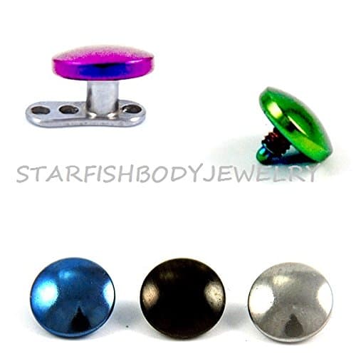 Titanium Anodized Internally Threaded Flat Dome Dermal Top (Black - 4mm)