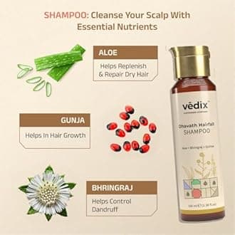 Vedix Customized Hair Fall & Dandruff Control For Normal/Oily Hair - Anti Hair Fall Oil Onion + Indian Licorice - Anti-Hairfall Shampoo - Nuyantra Pro Hair Growth Serum X Dandruff Care